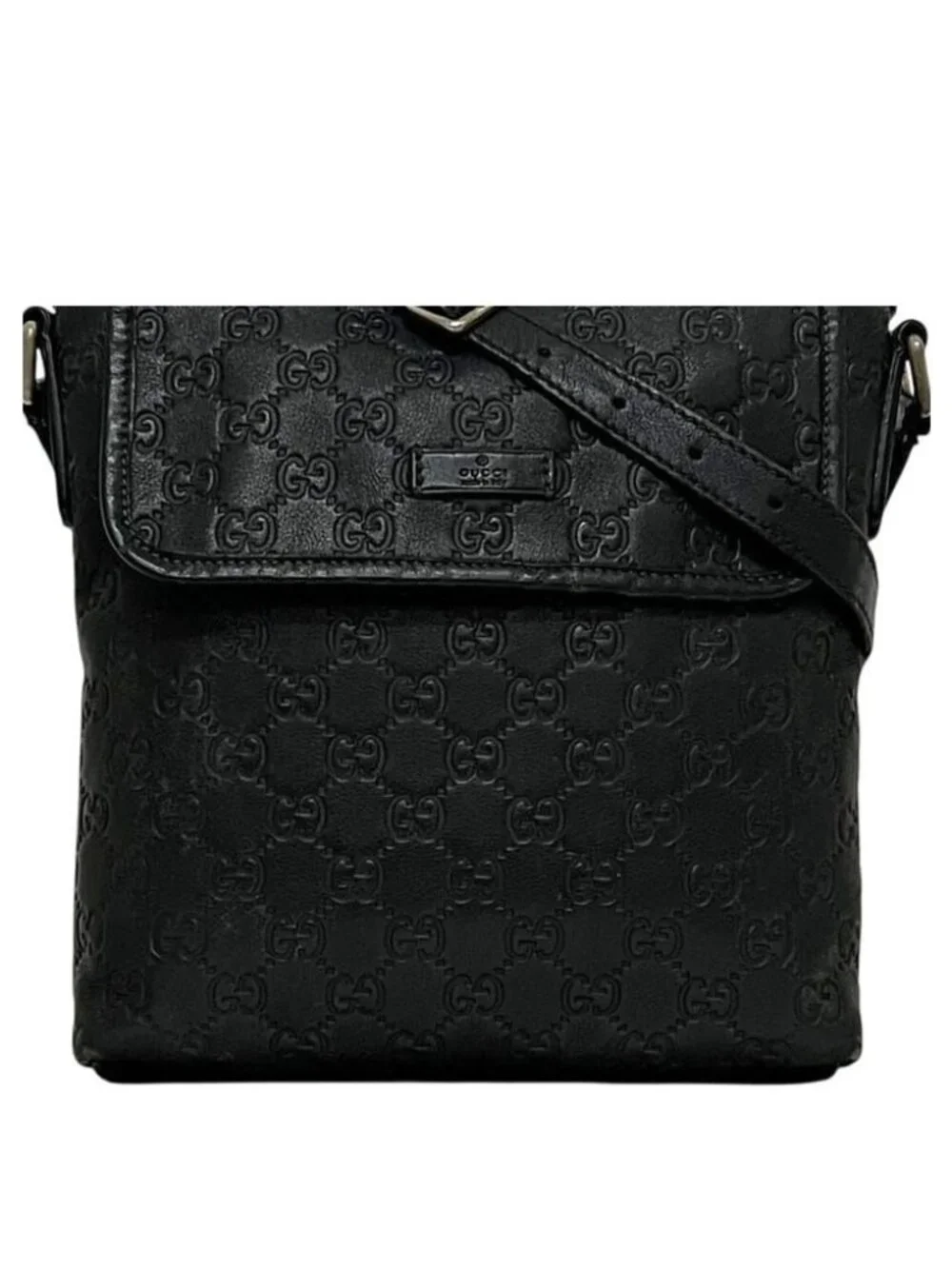 Gucci Shoulder Bag Guccissima Line Leather Black